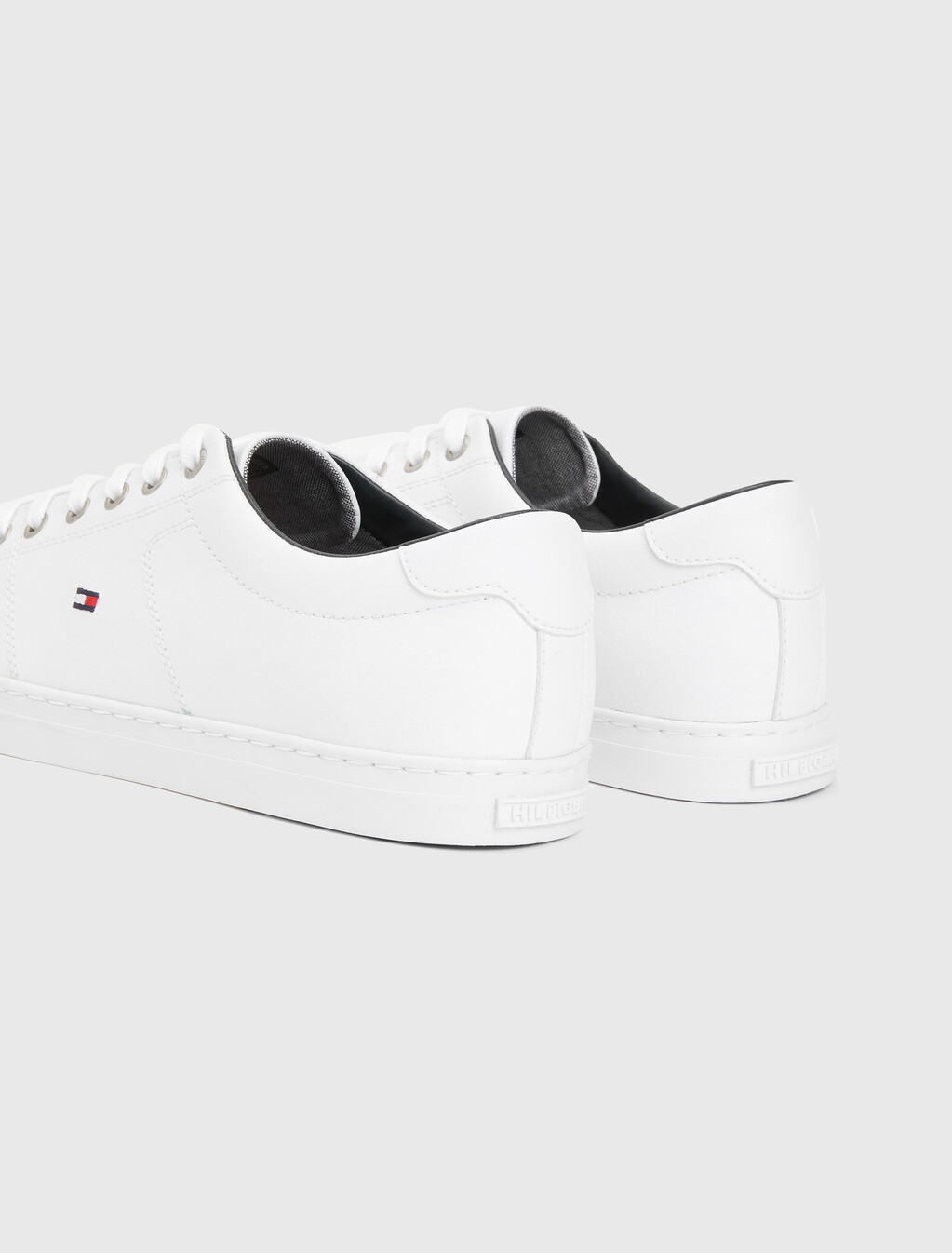 Essential 皮革綁帶運動鞋, WHITE, hi-res