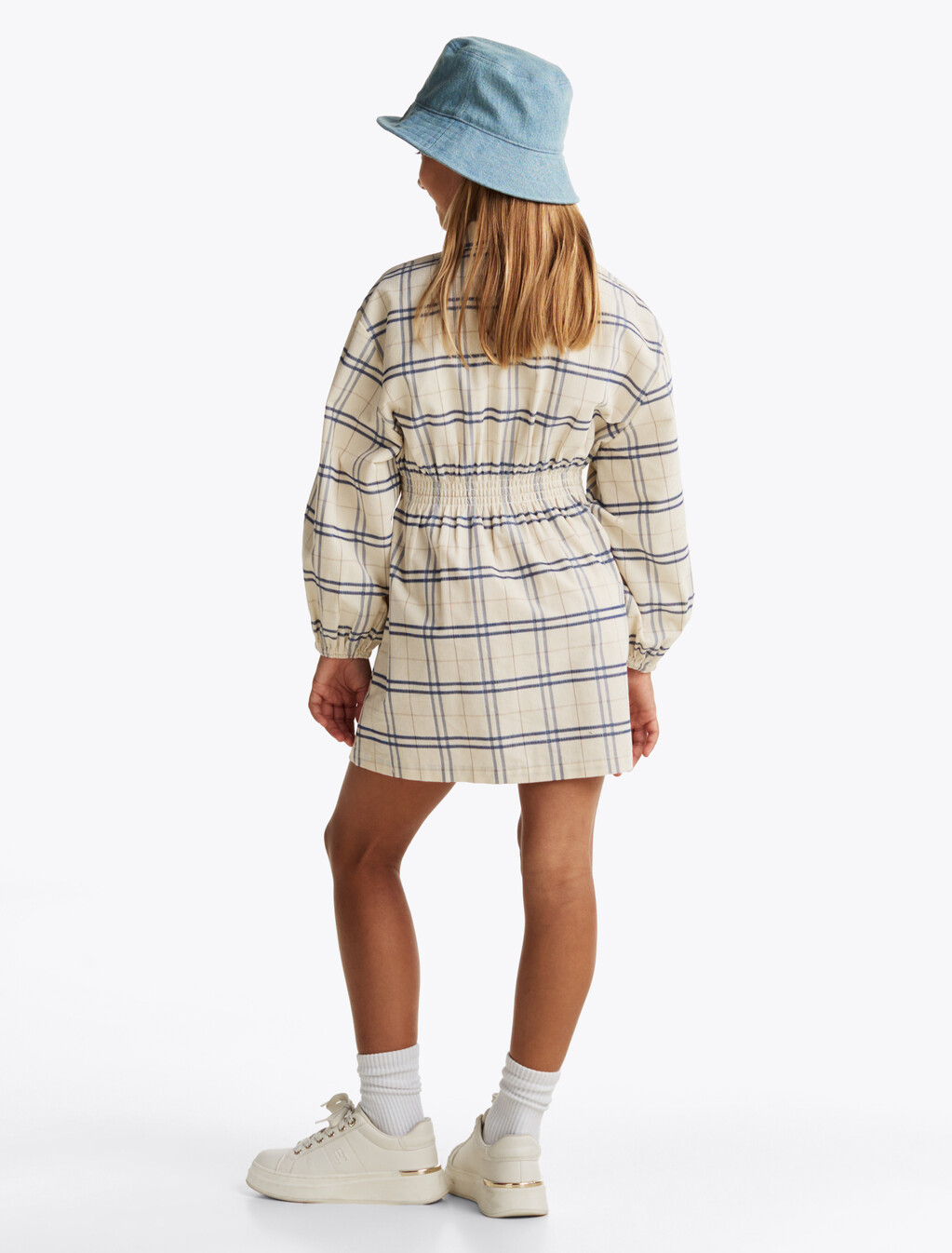 燈芯絨格紋襯衫洋裝, Classic Beige Check, hi-res