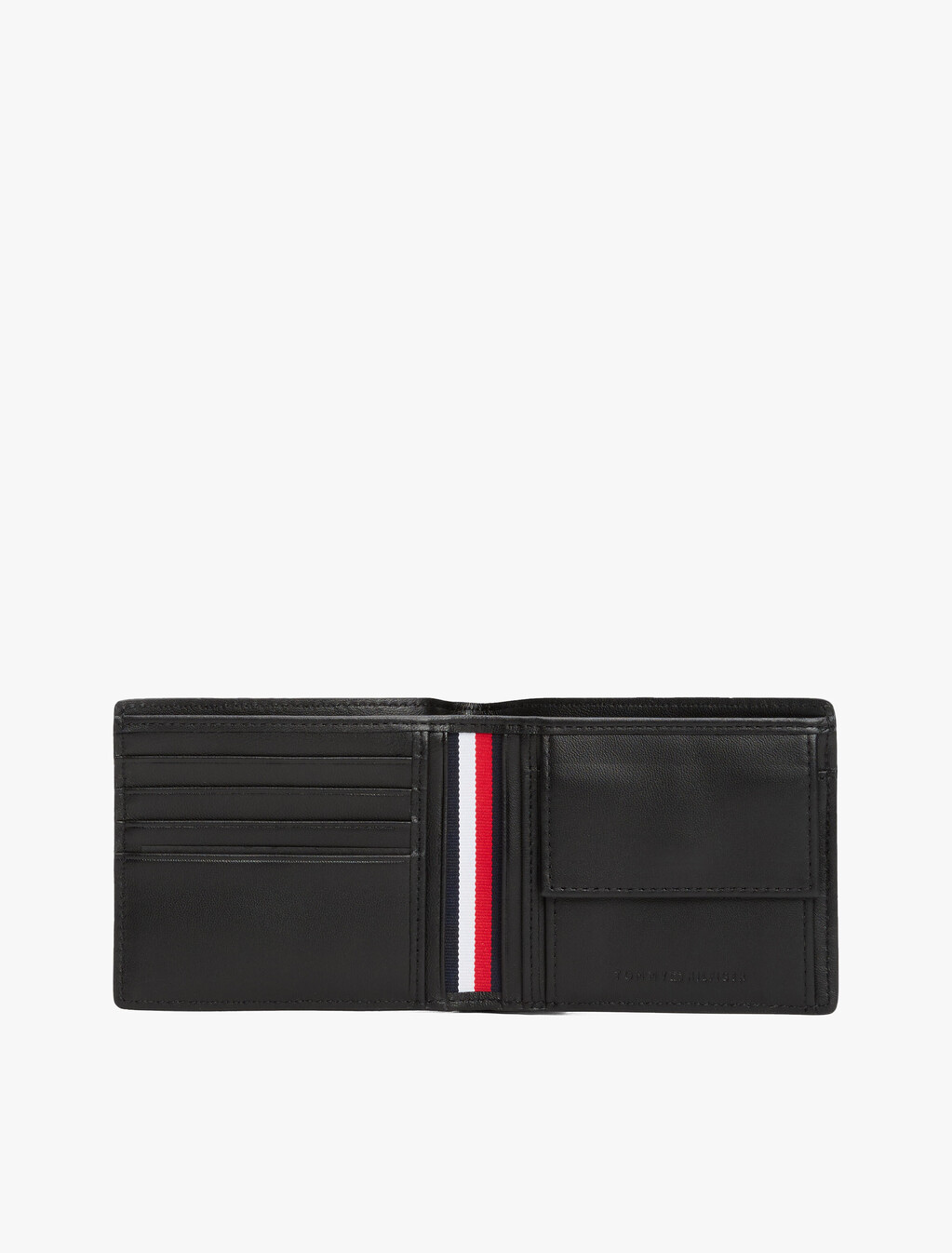 經典皮革雙折短夾, Black, hi-res