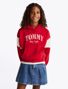 Colour-Blocked Varsity Hoody, Red Hot, hi-res