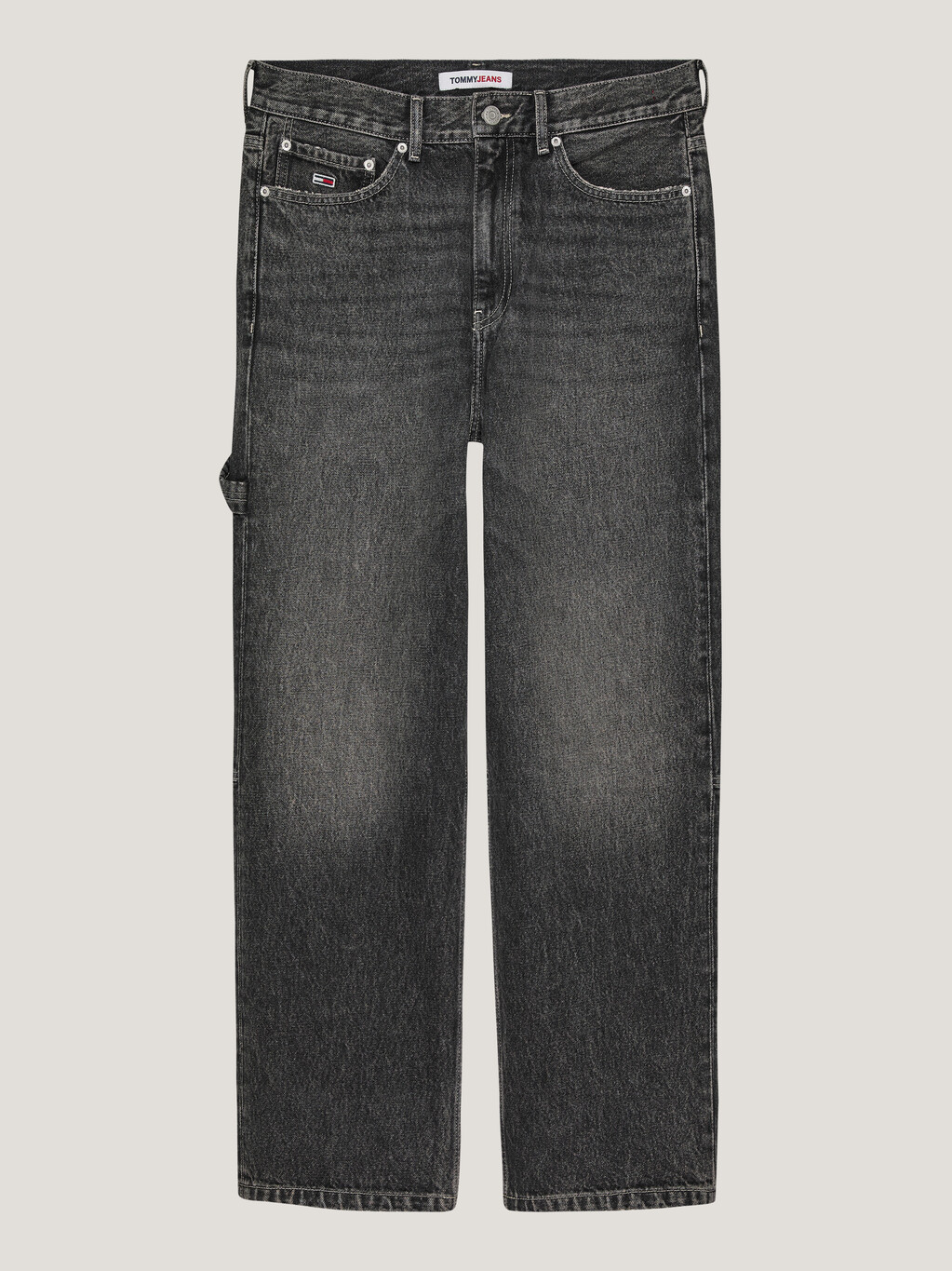 Aiden Baggy Back Logo Faded Black Jeans, Denim Black, hi-res