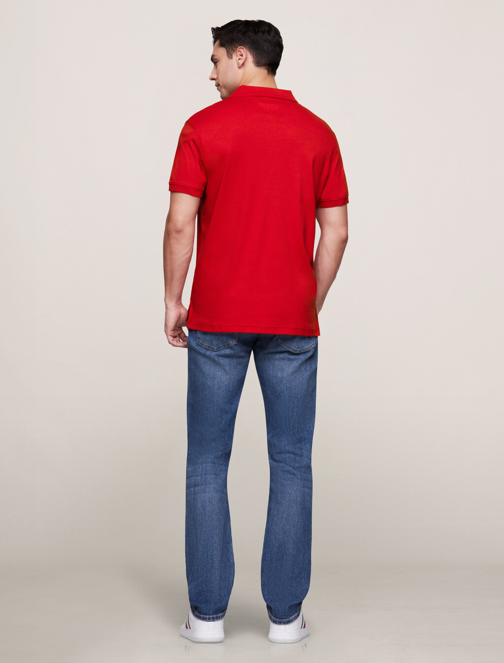 條紋鈕襟 Polo 衫, Primary Red, hi-res