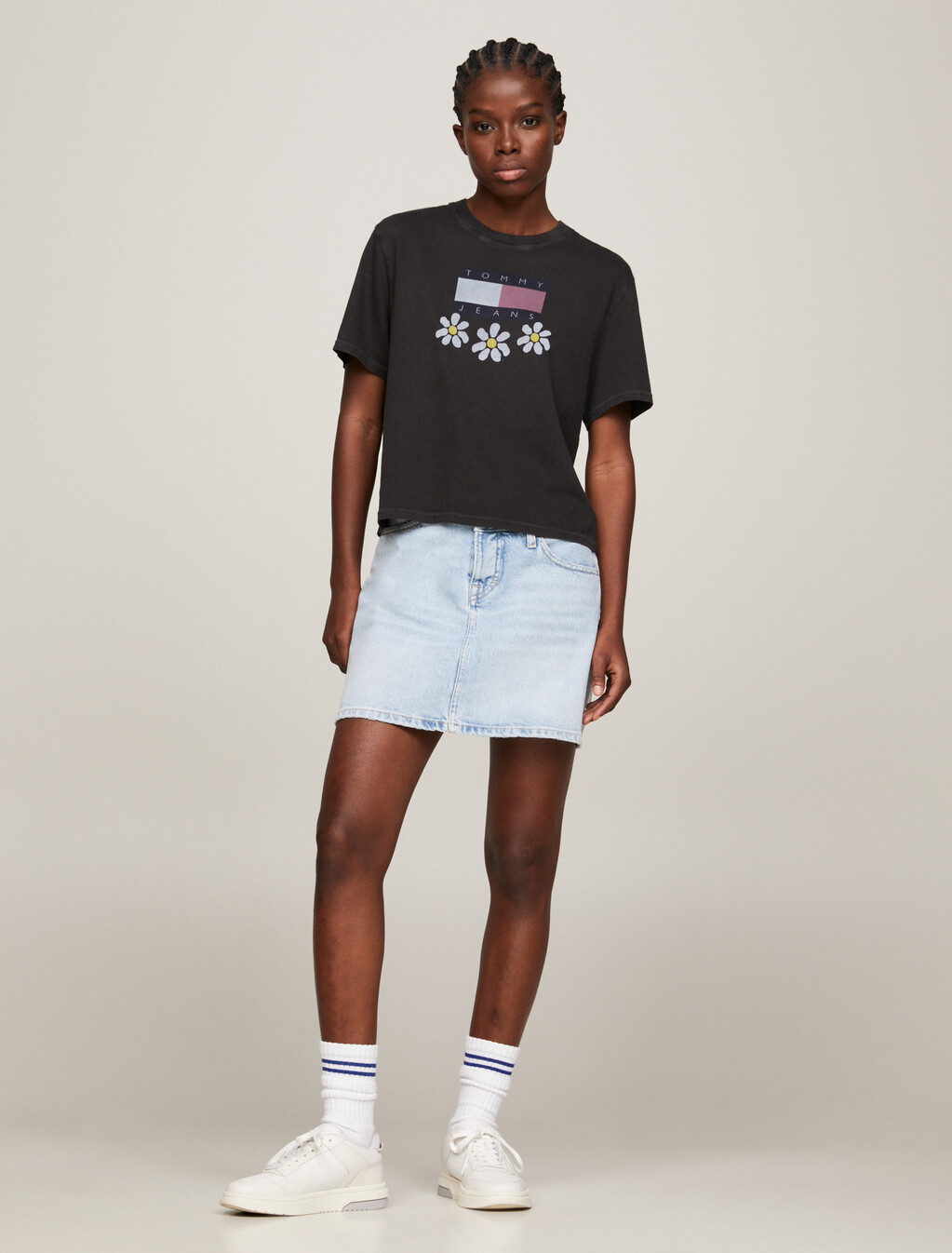 Daisy Graphic Boxy Fit T-Shirt, Black, hi-res