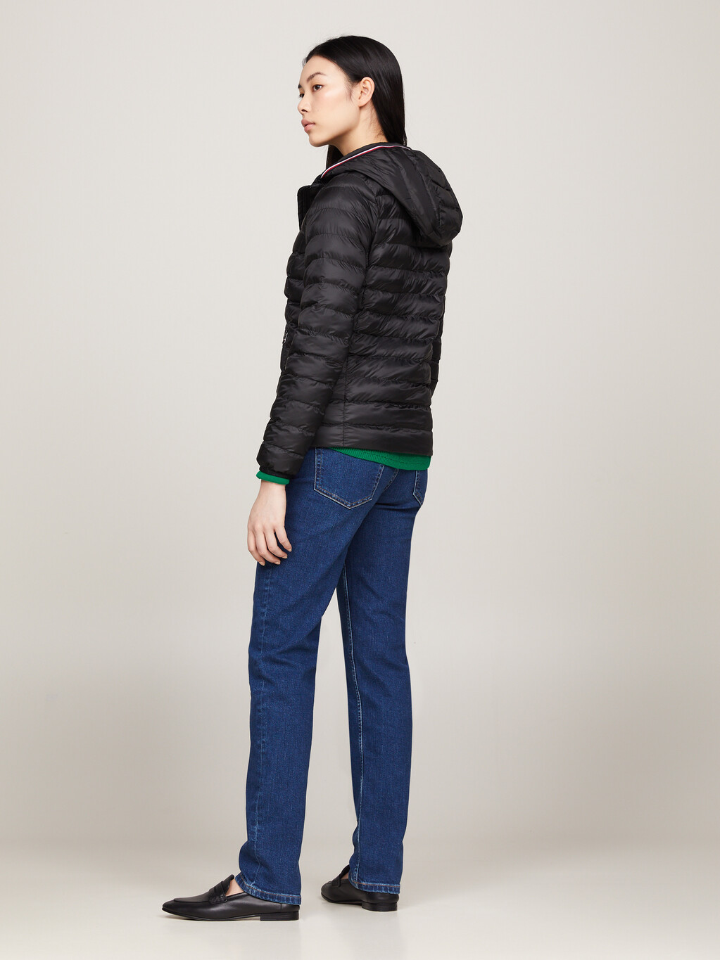 Lightweight Padded Global Stripe Jacket, Black, hi-res