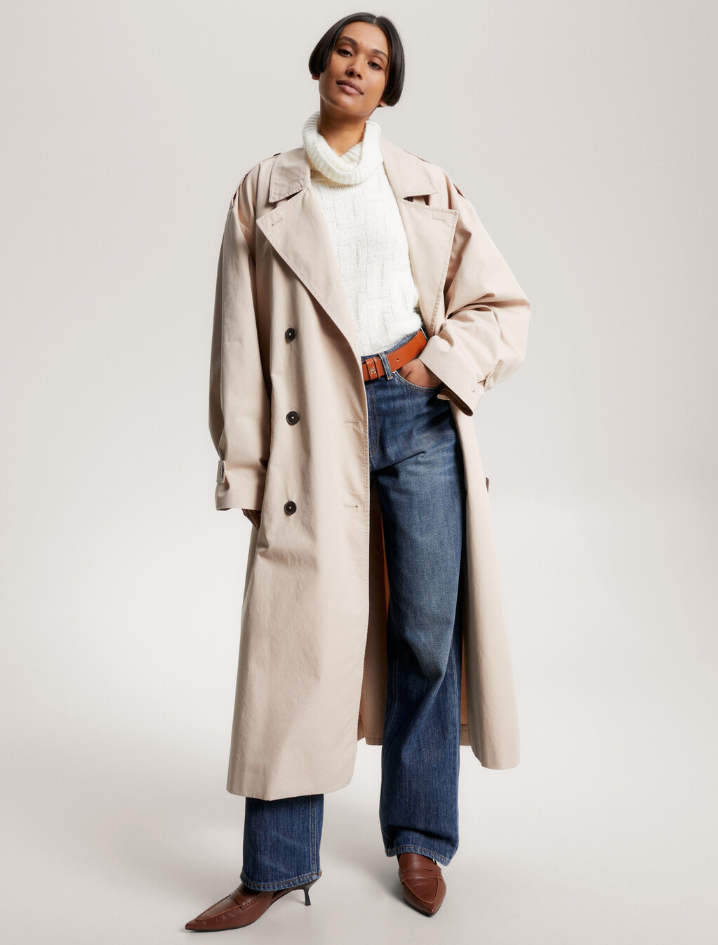 雙排扣寬鬆風衣, Merino Beige, hi-res