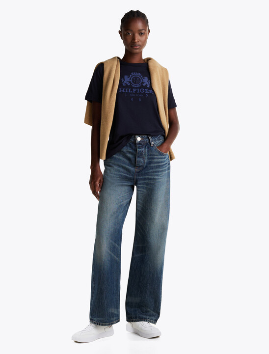 Contrast Trim Crew Neck T-Shirt, Desert Sky Contrast Trim Crew Neck T-Shirt
