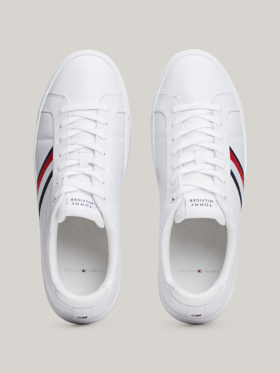 Leather Signature Tape Court Trainers