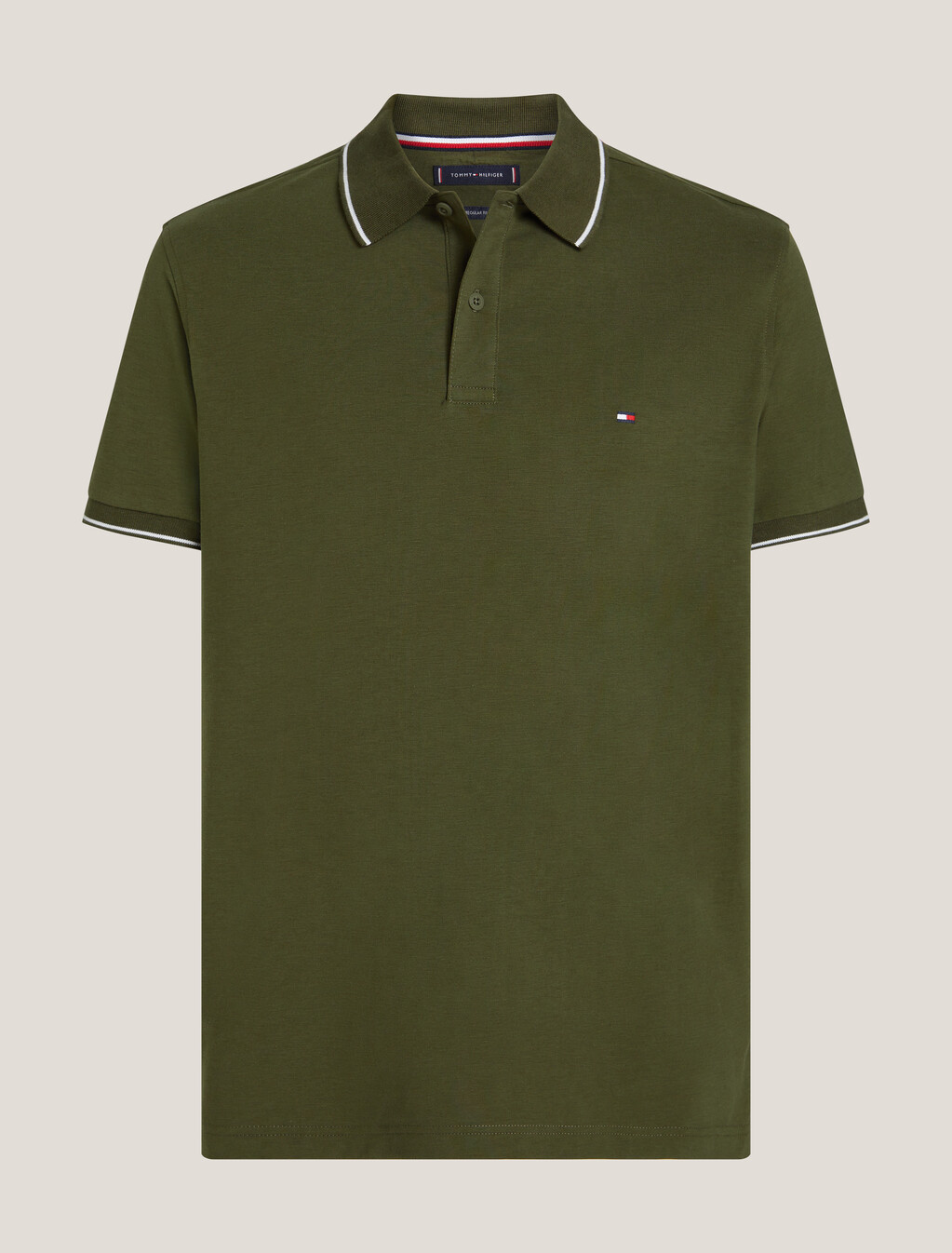 標準版型飾邊平紋 Polo 衫, Army Green, hi-res