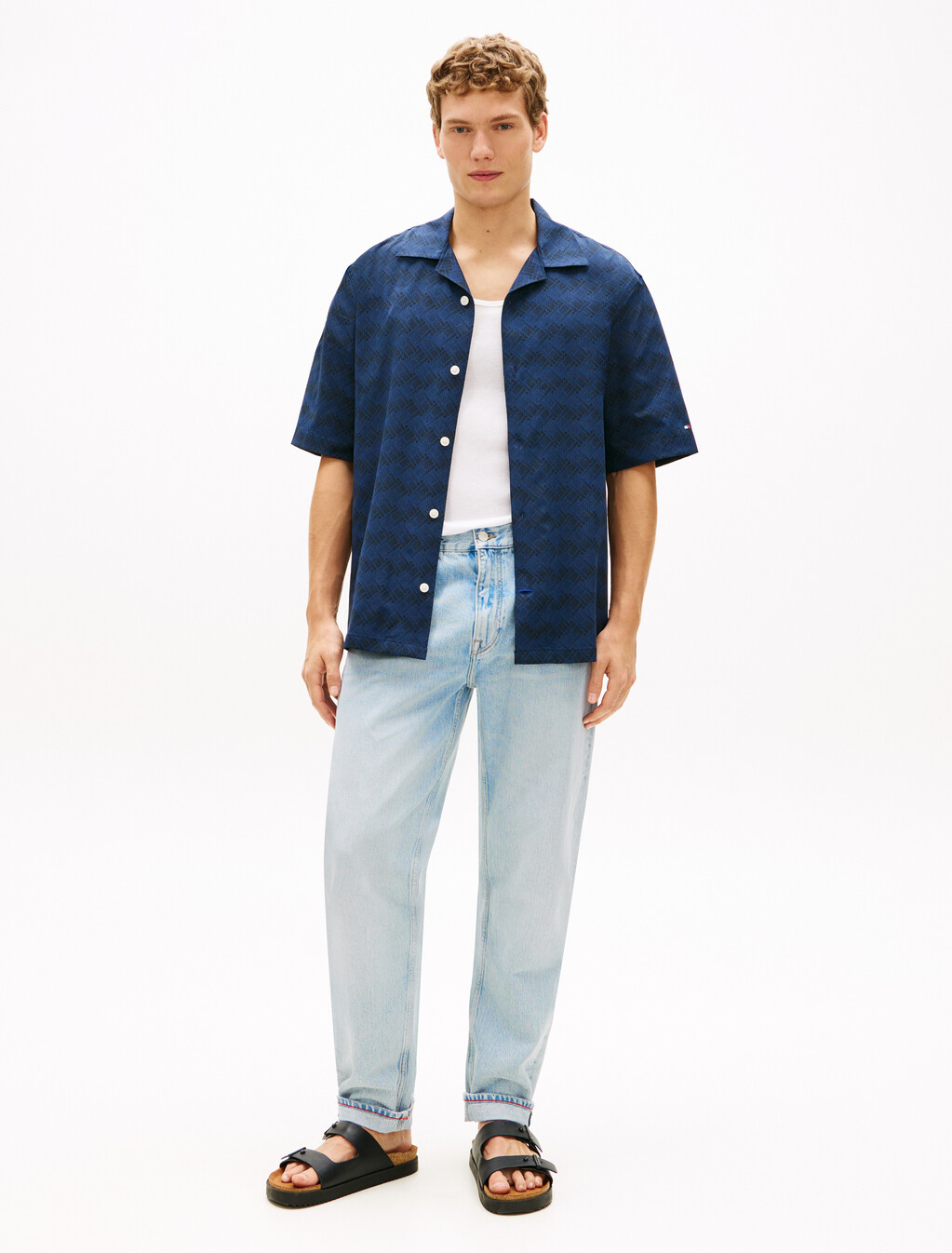 Airdot Print Short Sleeve Shirt, Carbon Navy Allover, hi-res