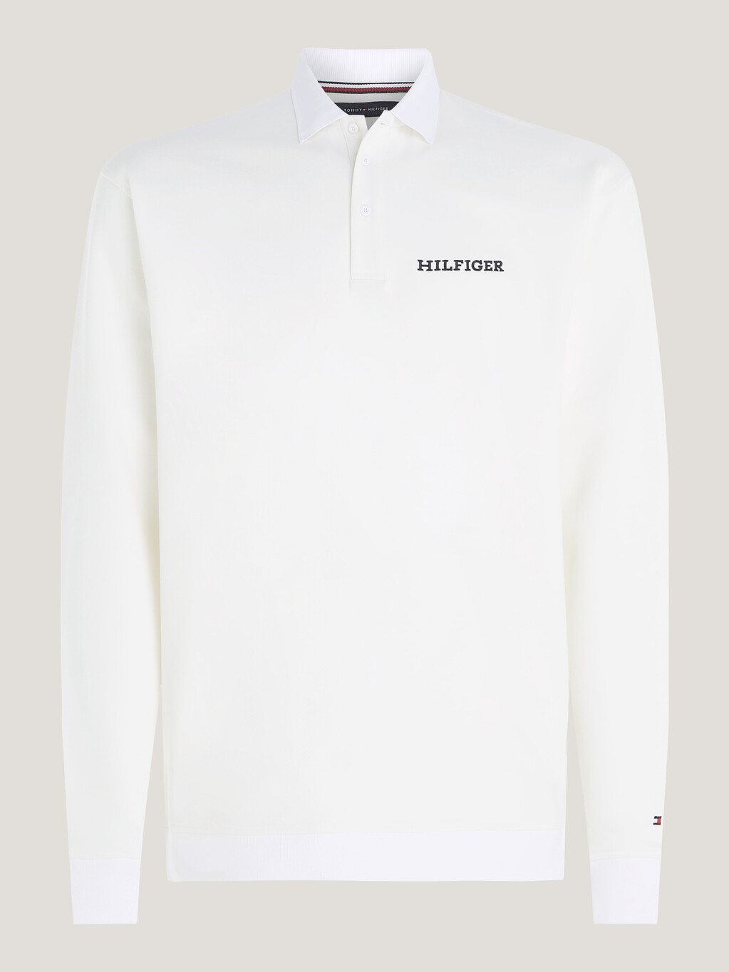 Hilfiger Monotype Long Sleeve Polo, Ancient White, hi-res