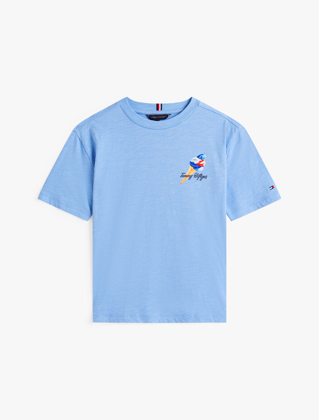攝影圖案竹節棉 T 恤, Cloudy Blue, hi-res
