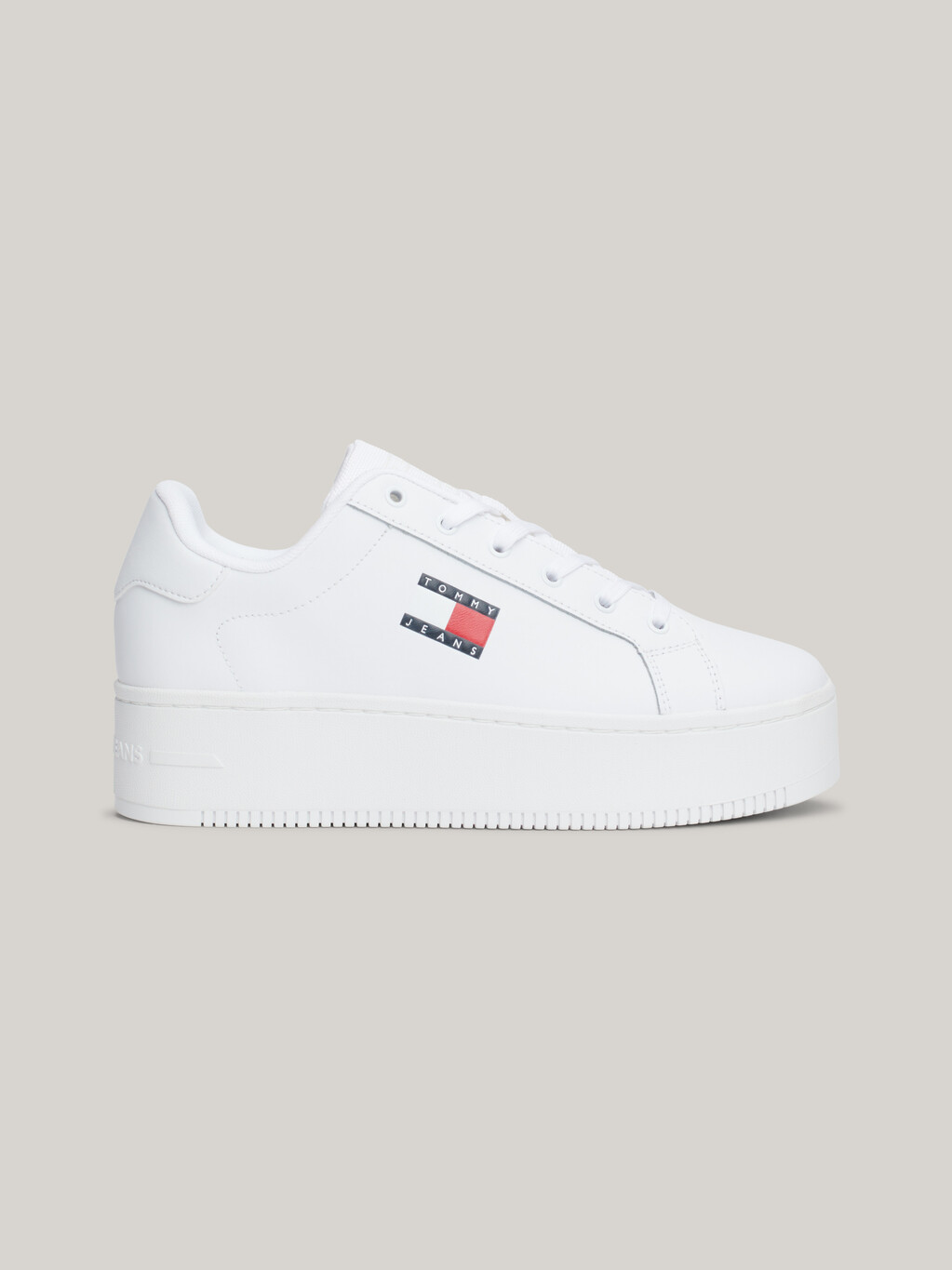 Essential Leather Fine-Cleat Flatform Trainers, White, hi-res