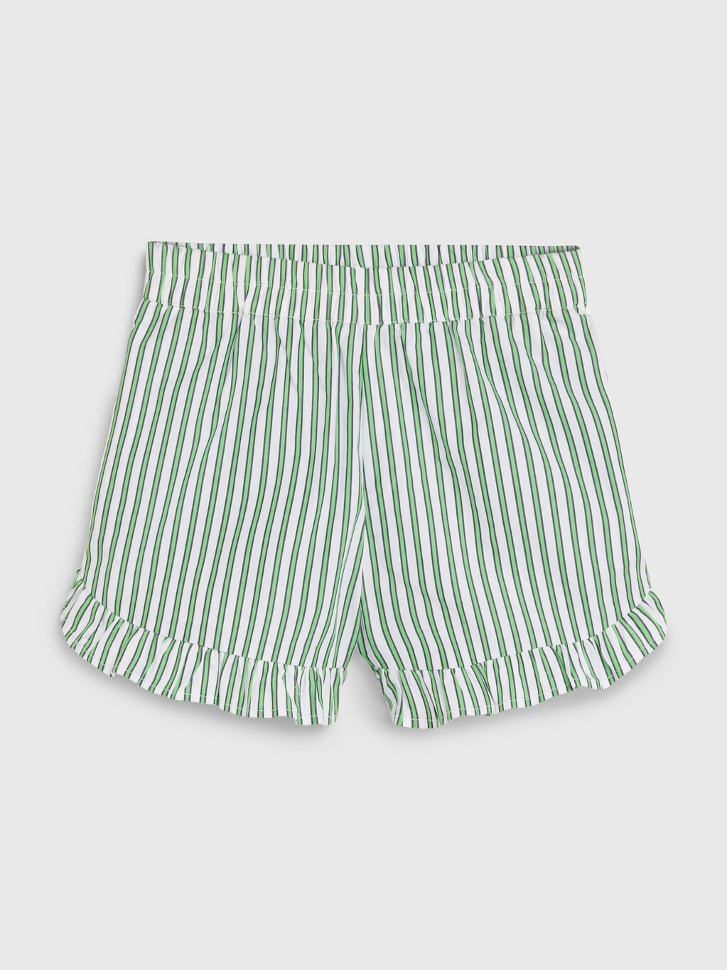 Stripe Ruffle Hem Shorts, Spring Lime Stripe, hi-res