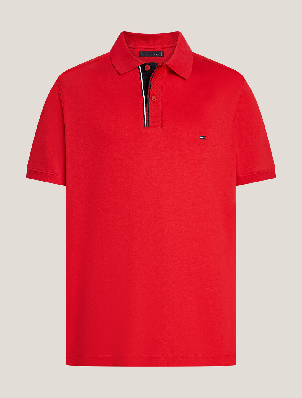 條紋鈕襟 Polo 衫, Primary Red, hi-res