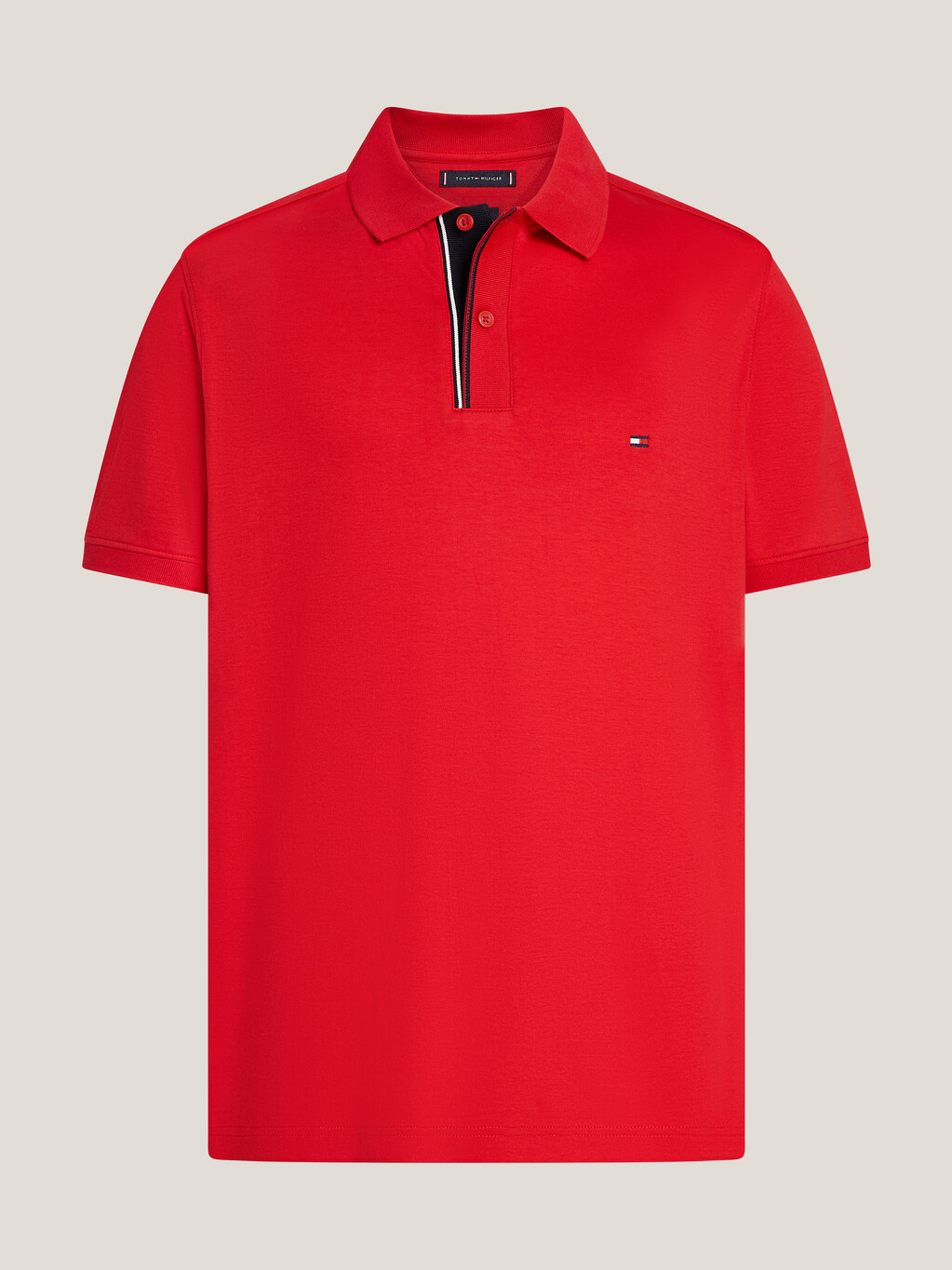 Stripe Placket Regular Polo, Primary Red, hi-res