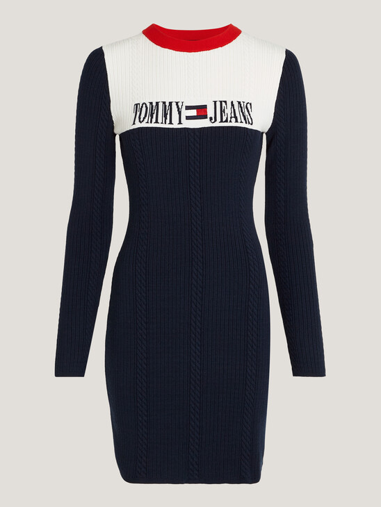 Archive Colour-Blocked Cable Knit Sweater Dress