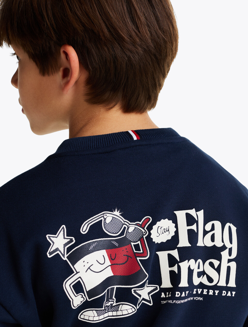 Flag Back Slogan Sweatshirt, Dark Night Navy, hi-res