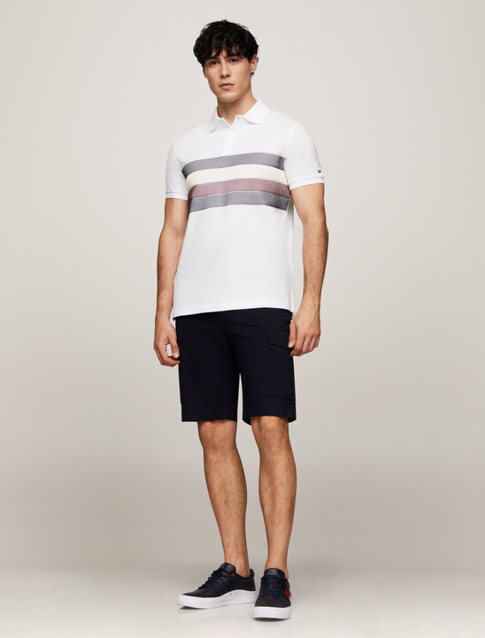 Shadow Global Stripe Regular Polo, White Shadow Global Stripe Regular Polo