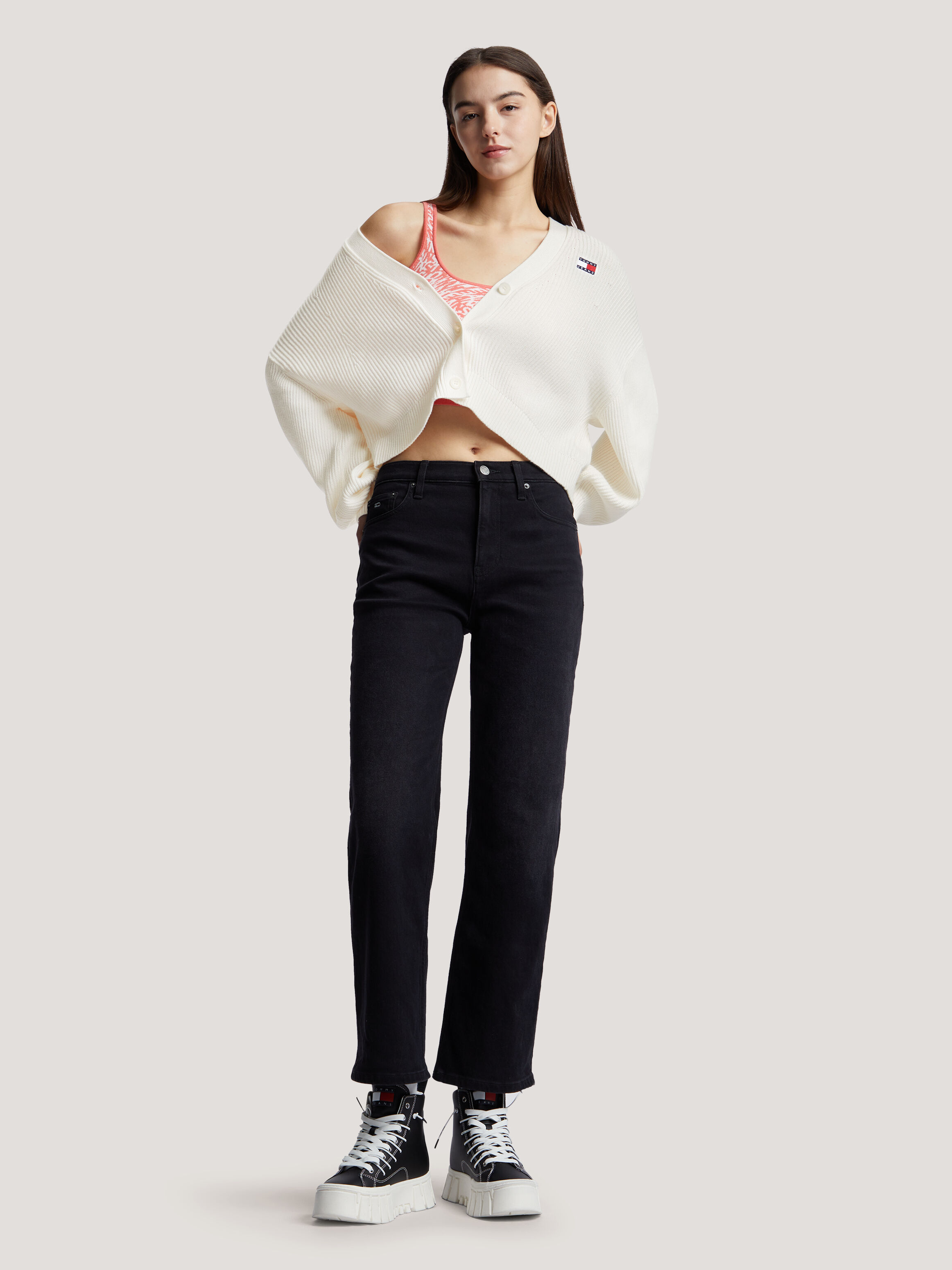 Cropped Rib Knit Cardigan Tommy Hilfiger