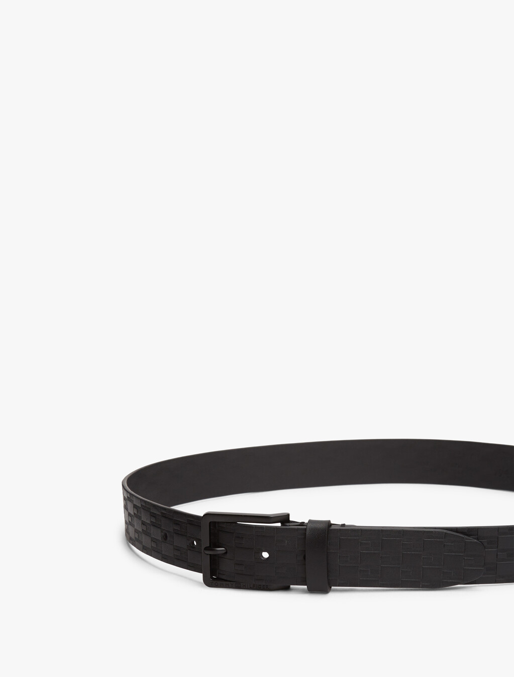 TH Flag Debossed Leather Belt, Black, hi-res