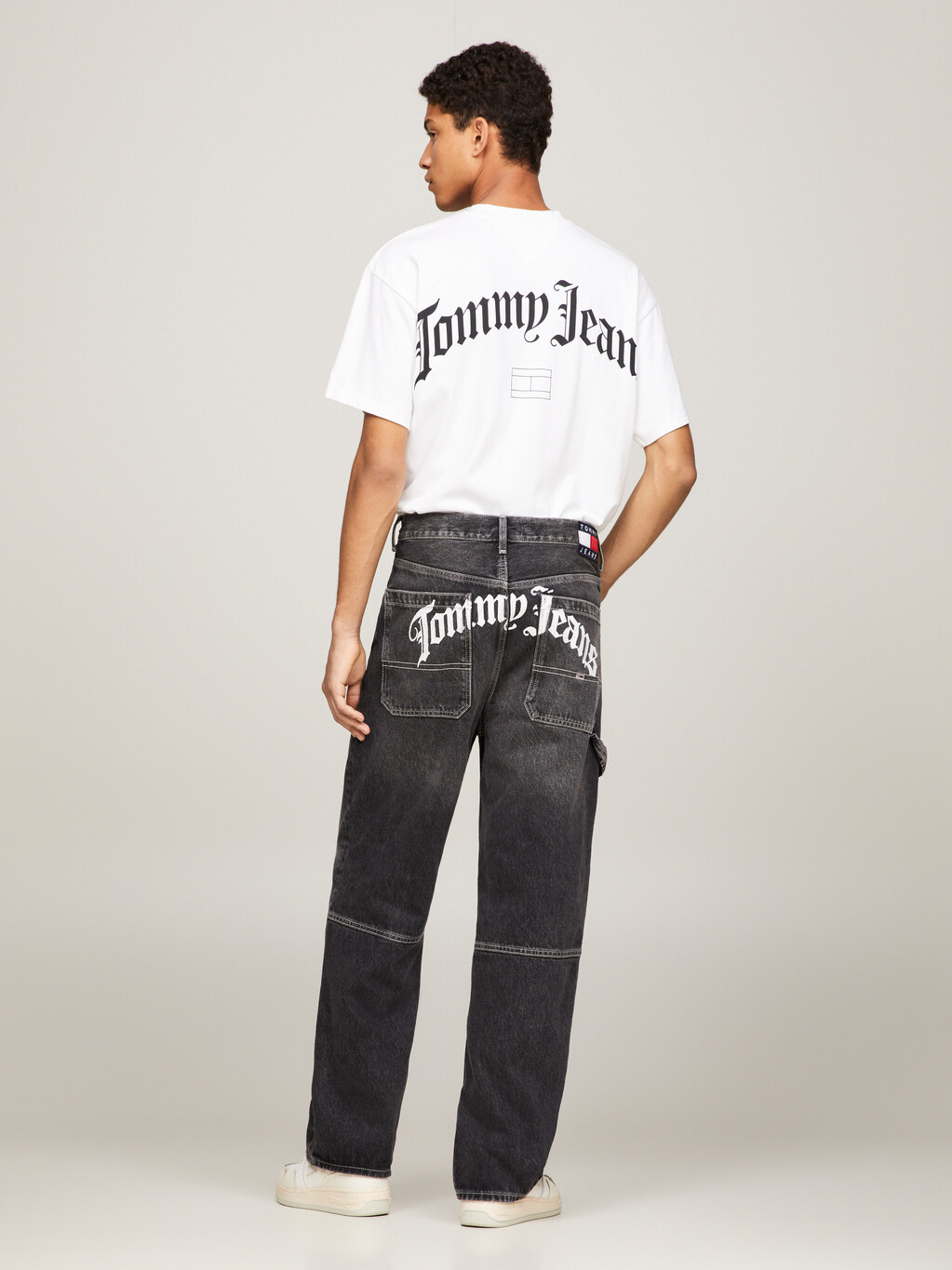 Aiden Baggy Back Logo Faded Black Jeans, Denim Black, hi-res