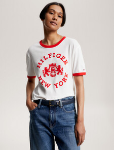Varsity Flocked Logo T-Shirt, Ancient White, hi-res