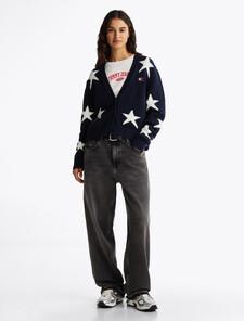 Star Knit Cardigan With Wool, Dark Night Navy, hi-res