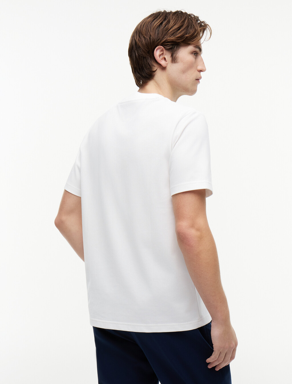 Embossed Logo Pique Interlock Knit T-Shirt, White, hi-res