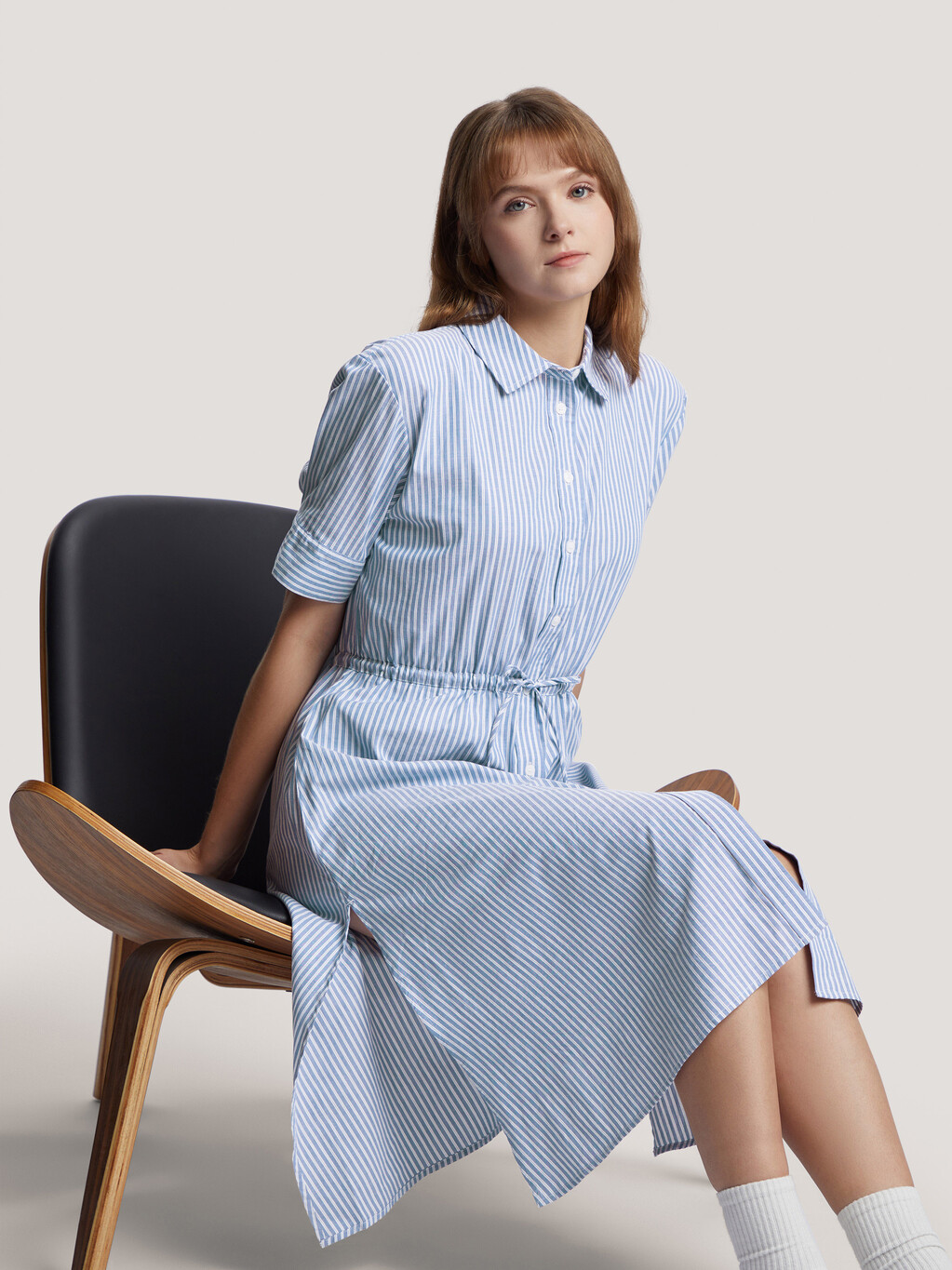 Stripe Midi Shirtdress, Wwc Blue Stp, hi-res