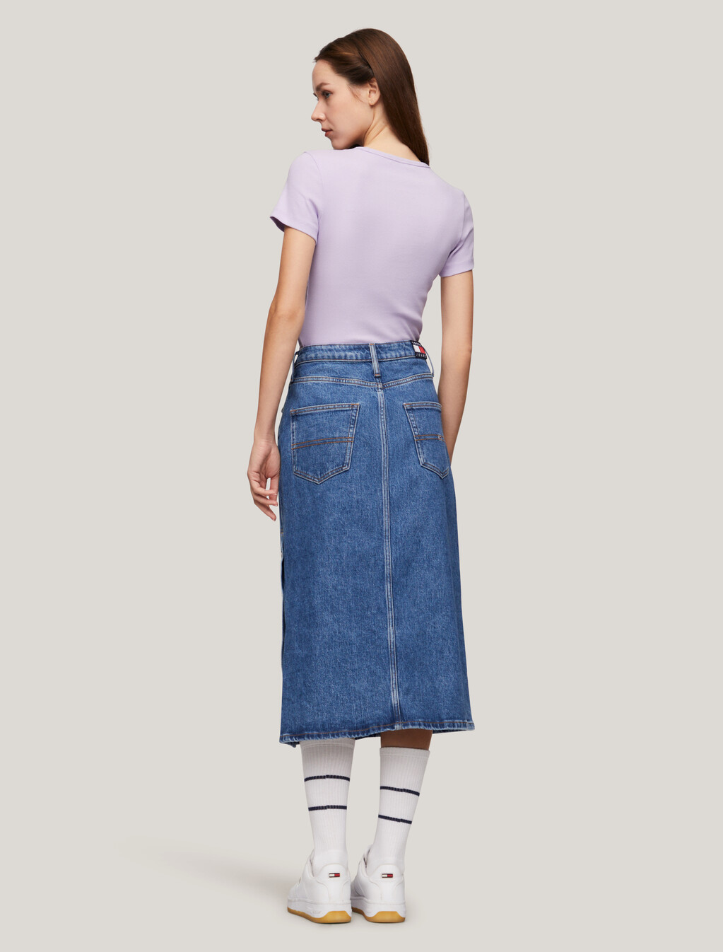 Slim Badge Ribbed T-Shirt, Lavender Flower, hi-res