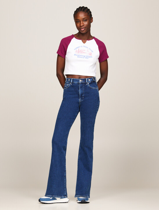 Prep Explorer Dual Gender Cropped Slim T-Shirt, Valley Grape / White Prep Explorer Dual Gender Cropped Slim T-Shirt