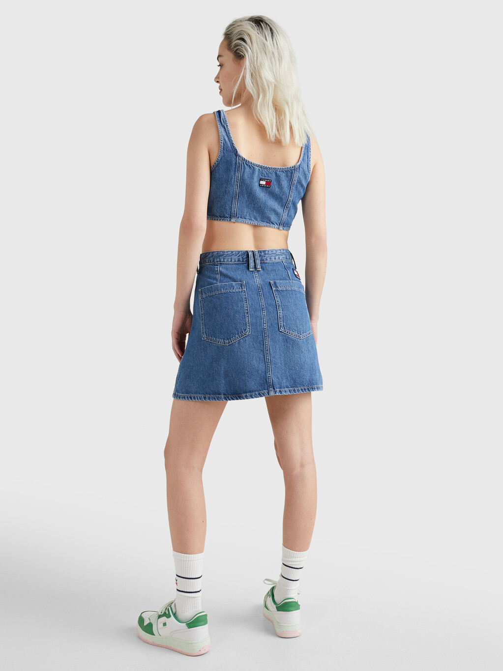 A-Line Denim Mini Skirt, Denim Medium, hi-res