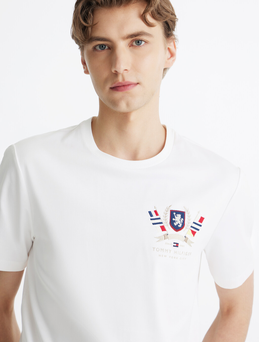 Hilfiger 徽章雙面針織 T 恤, White, hi-res