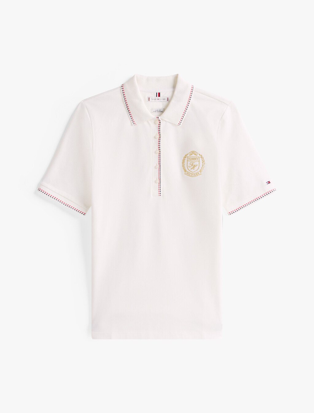 對比飾邊半袖 Polo 衫, Th Optic White, hi-res