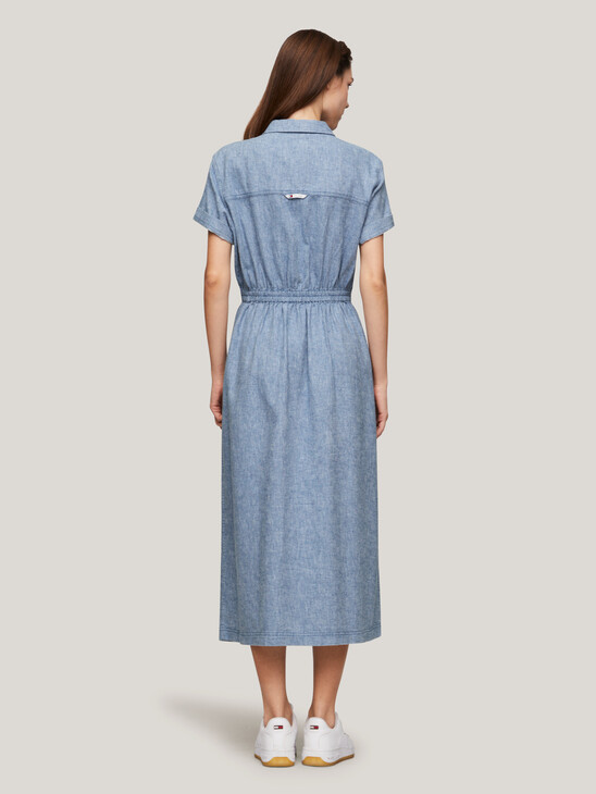 Linen Blend Maxi Shirt Dress