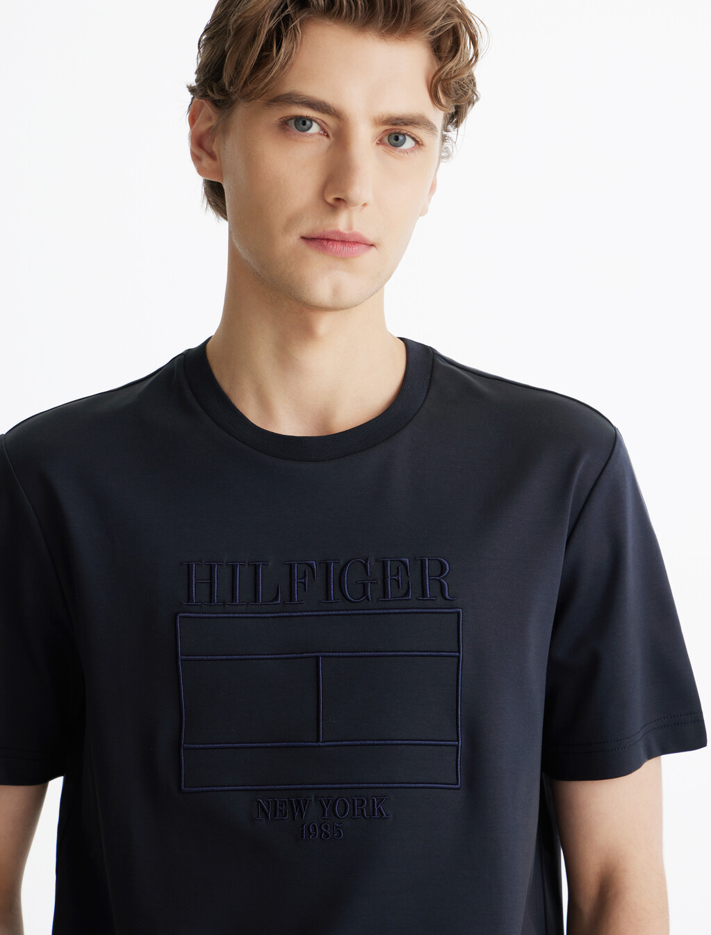 Hilfiger 旗幟刺繡 T 恤, Desert Sky, hi-res