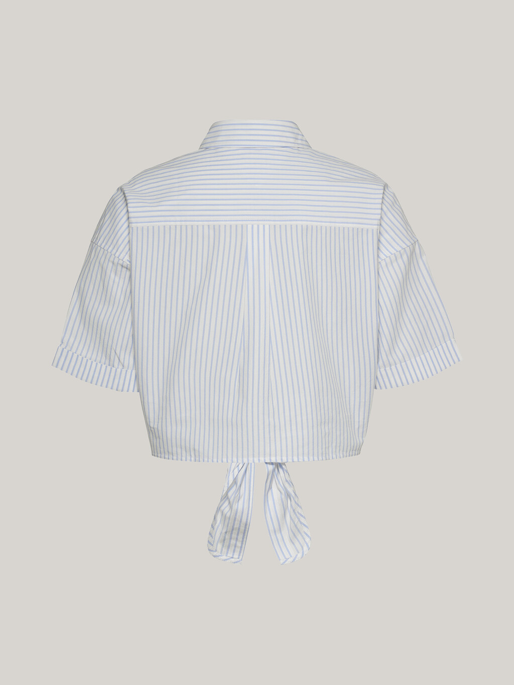 Cropped Front Knot Stripe Shirt, Moderate Blue / Stripe, hi-res