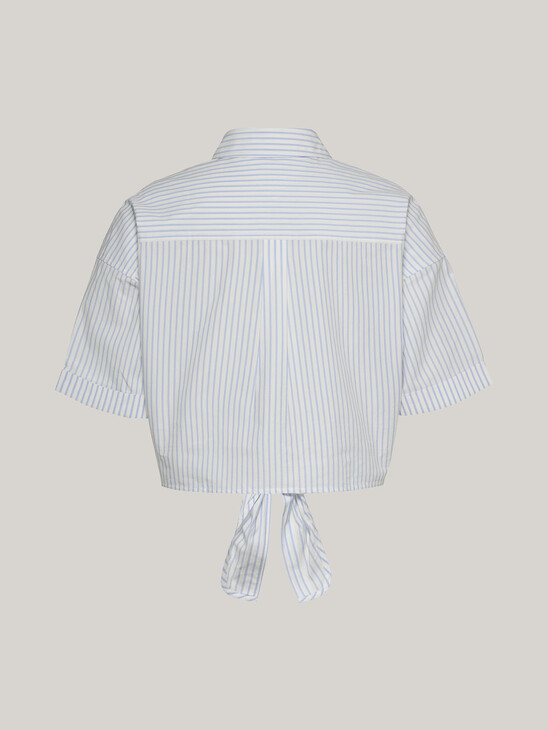 Cropped Front Knot Stripe Shirt