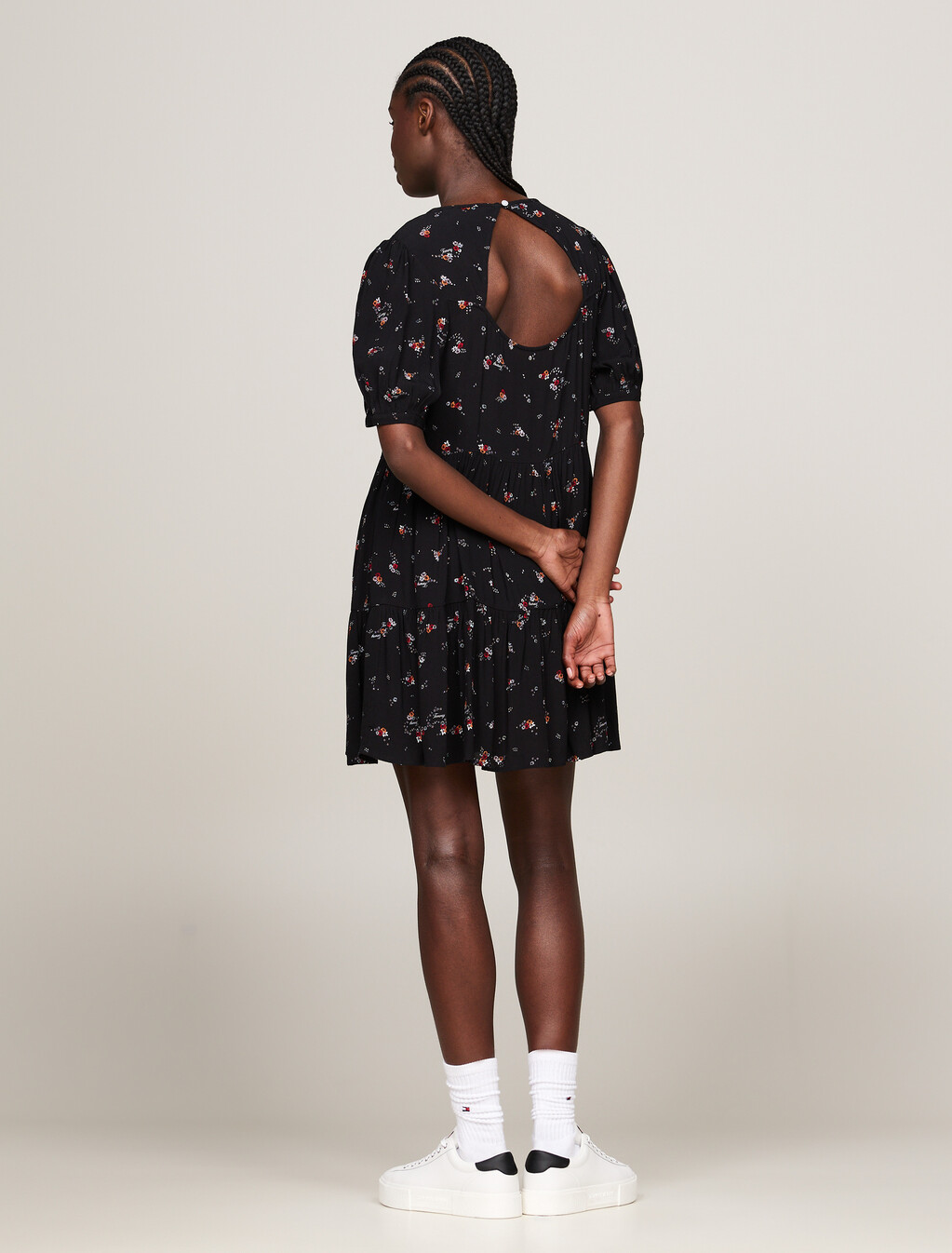 分層花朵圖案及膝洋裝, Black Mountain Floral, hi-res