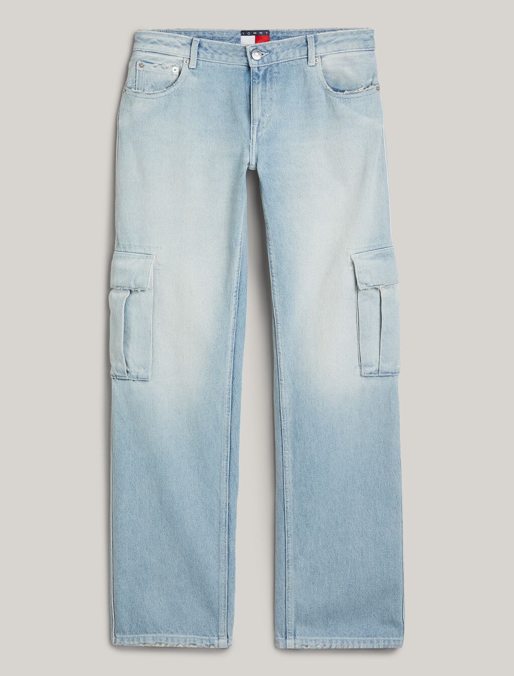 Straight Distressed Cargo Jeans, Denim Light, hi-res