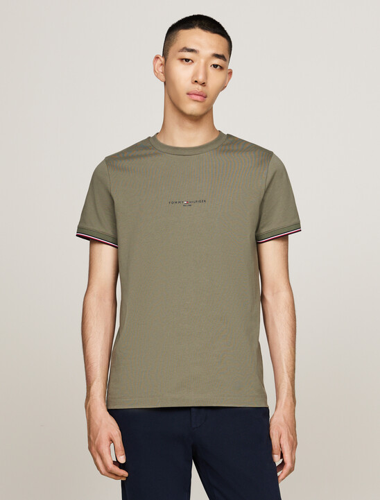 Tipped Cuff Slim Fit T-Shirt, Battle Green Tipped Cuff Slim Fit T-Shirt