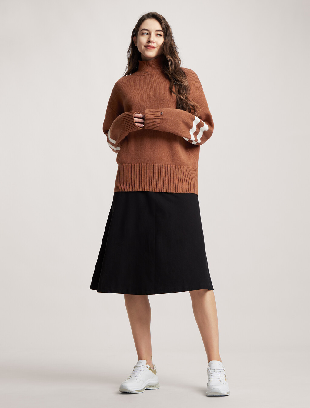 Varsity Mock Neck Sweater, Natural Cognac, hi-res