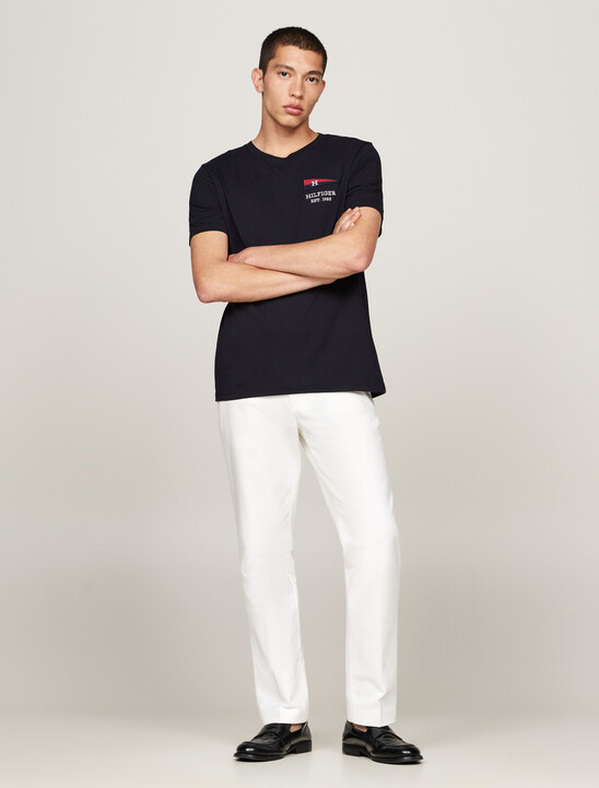 Exclusive Hilfiger Flag Crew Neck T-Shirt, Desert Sky Exclusive Hilfiger Flag Crew Neck T-Shirt