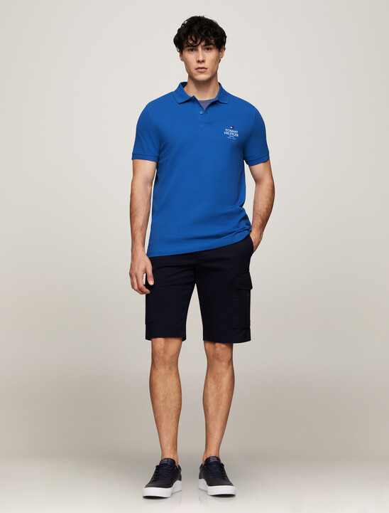 Organic Cotton Logo Polo, Monochrome Blue Organic Cotton Logo Polo