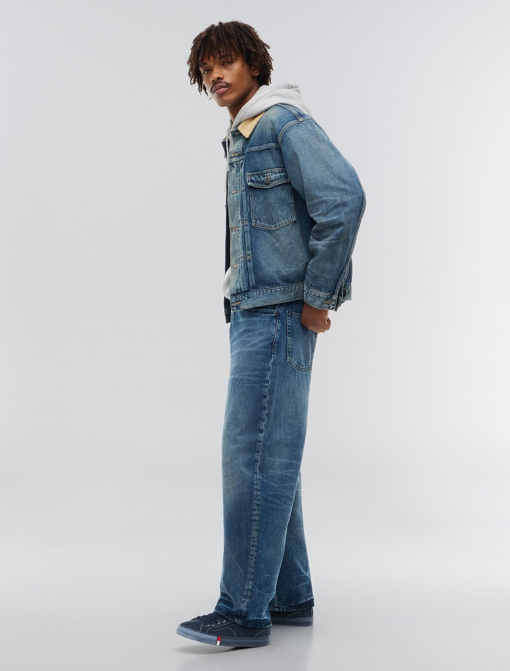 寬版牛仔褲, Mid Wash Denim, hi-res