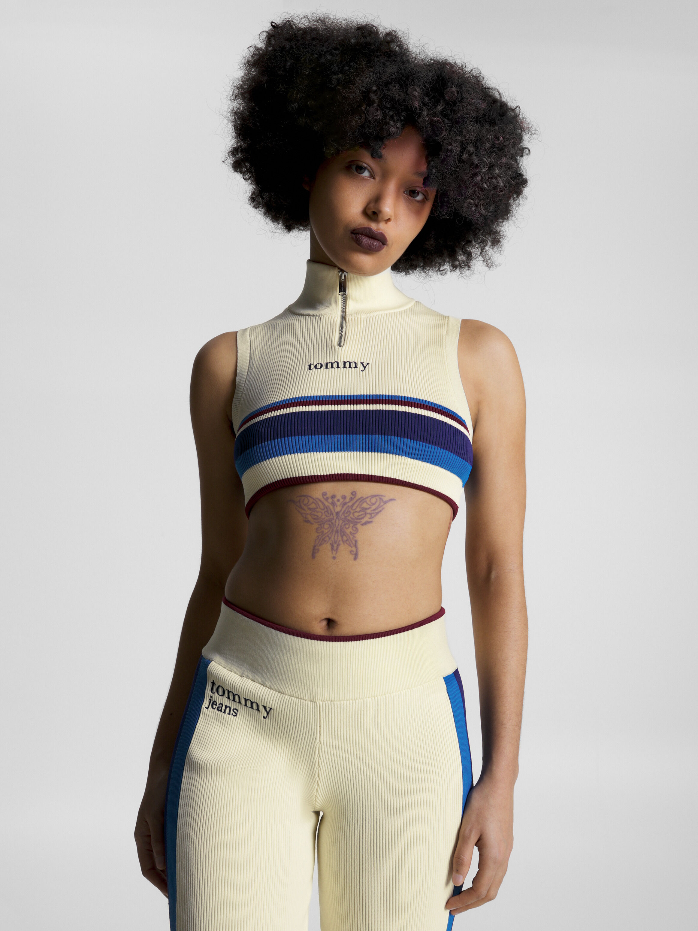 Stripe Half Zip Knitted Racer Top Tommy Hilfiger Taiwan