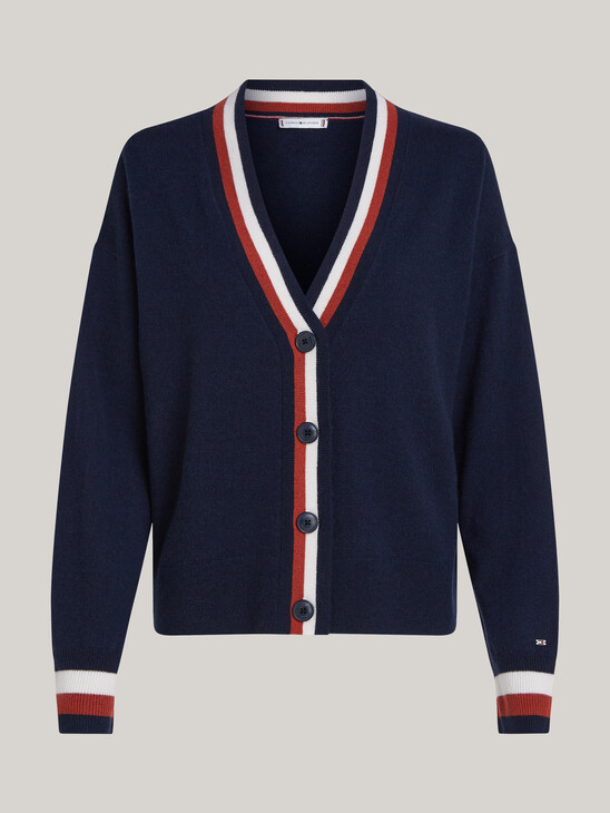 Global Stripe Wool Cashmere Cardigan