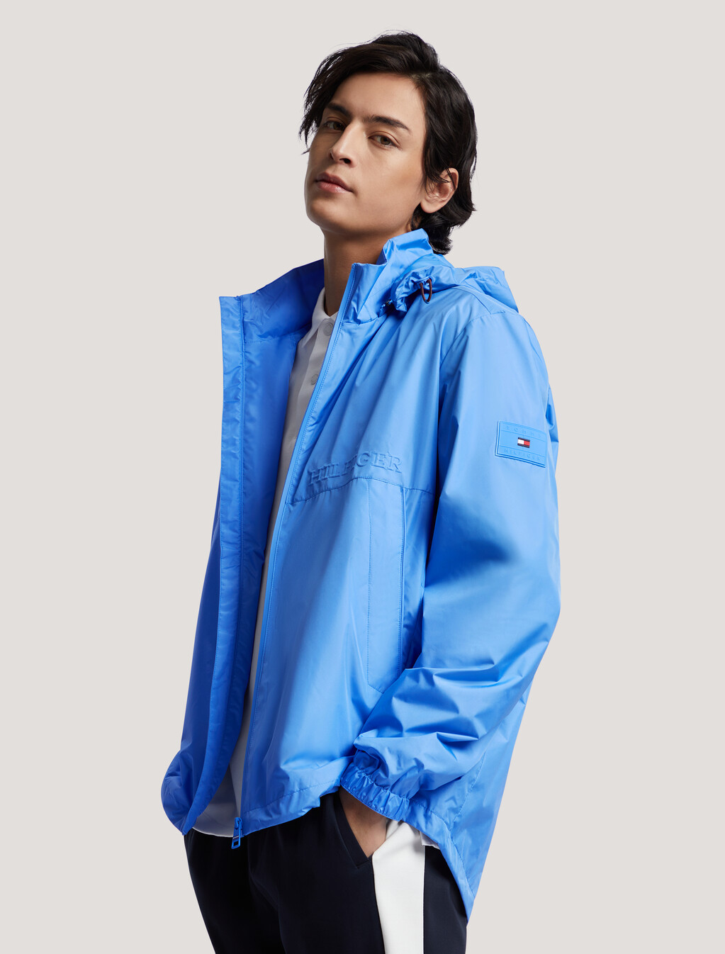 Hooded Windbreaker Jacket, Blue Spell, hi-res