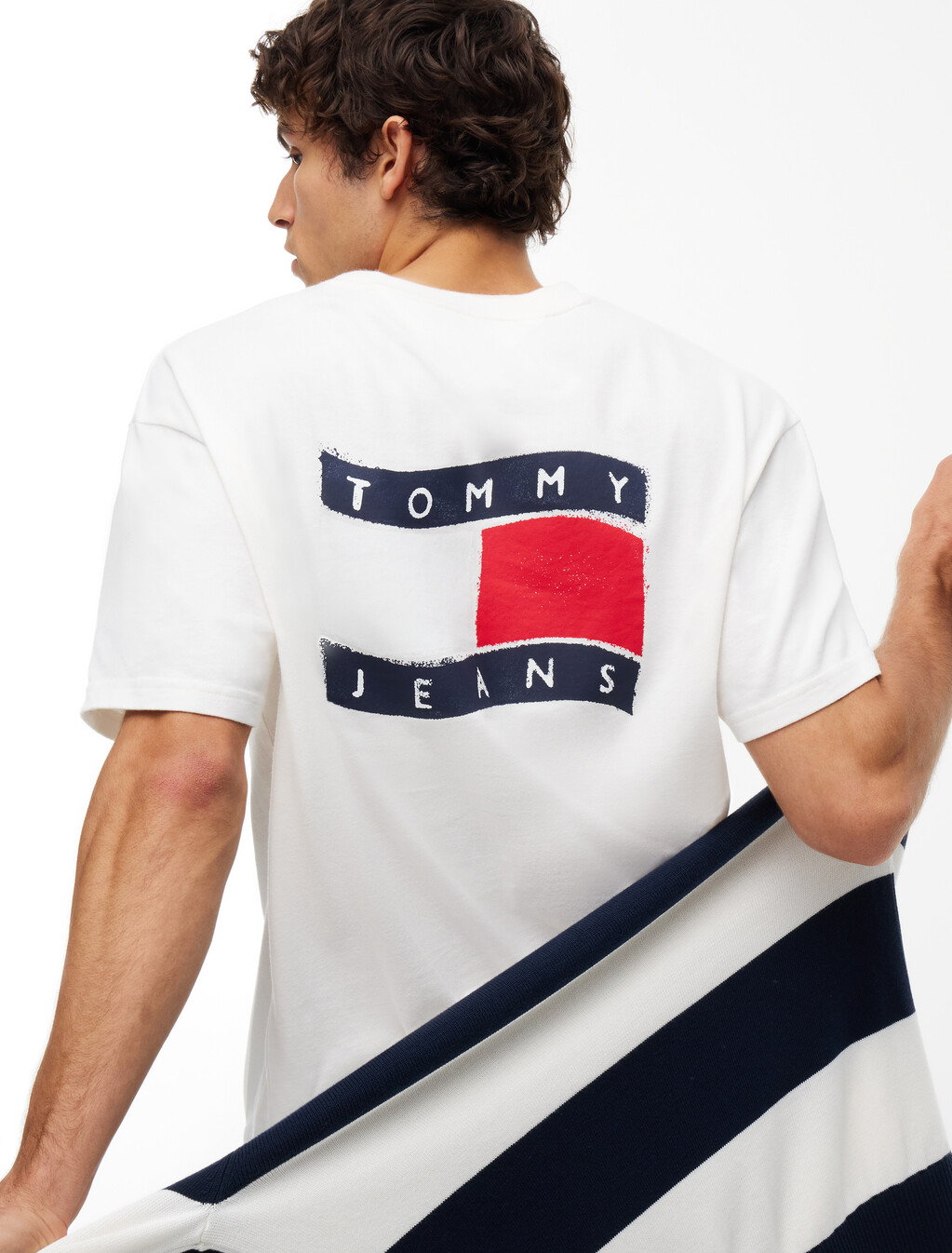 Wavy Flag Back Logo Relaxed T-Shirt, Off White, hi-res