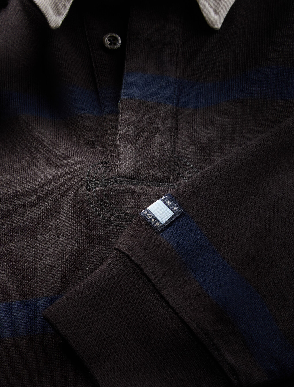 條紋橄欖球衫, Black / Navy Blue, hi-res